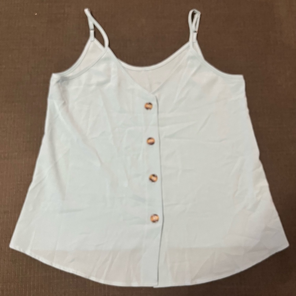 Women's Light Blue Button-Down Cami Top L/XL